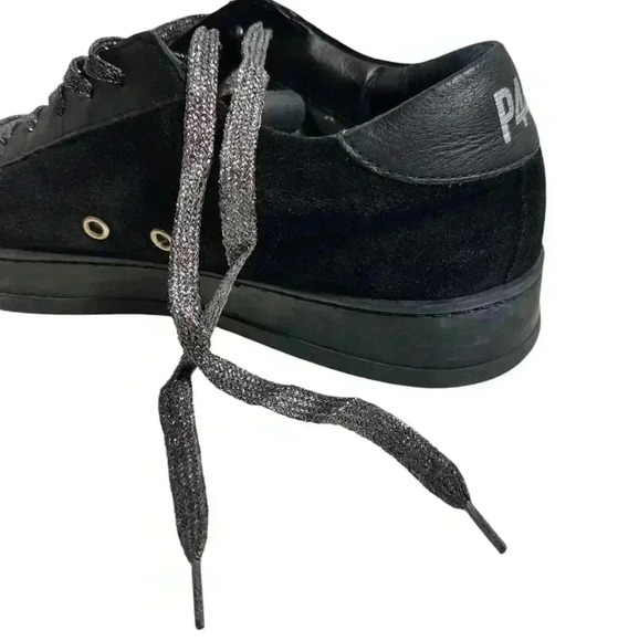 P448 Jack All Black Suede and Leather Italian Sneakers Size 39 US 8.5 - Picture 9 of 11